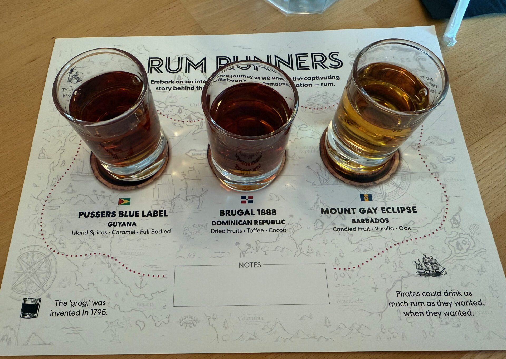 Rum tasting line-up