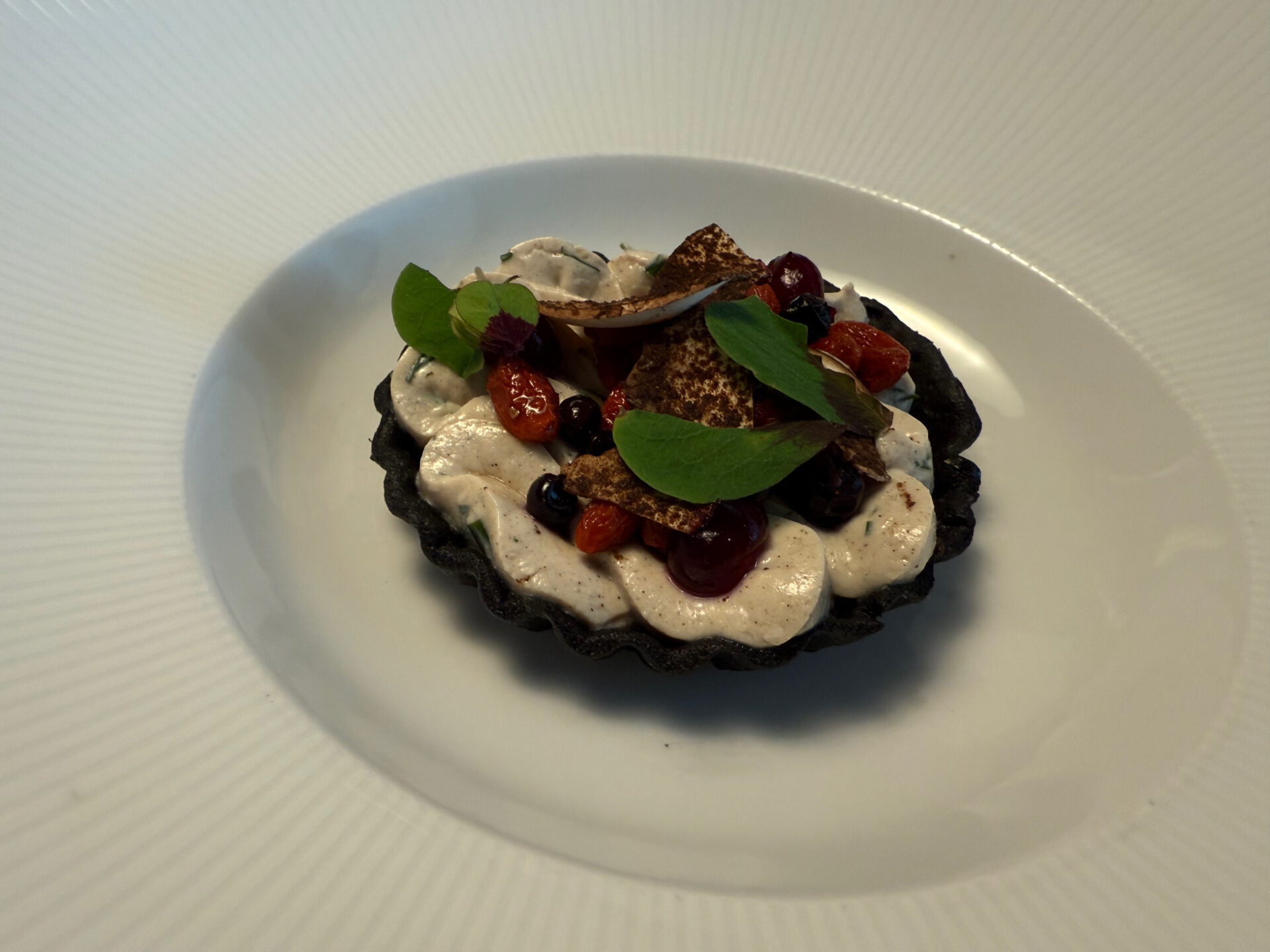 Vegetarian tofu tart at The Test Kitchen, Virgin Voyages